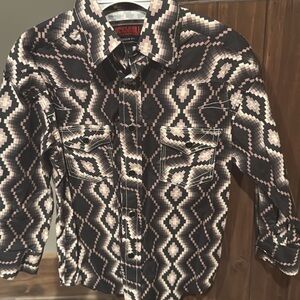 Rock & Roll Kids Geometric Button Down Shirt - Black and White